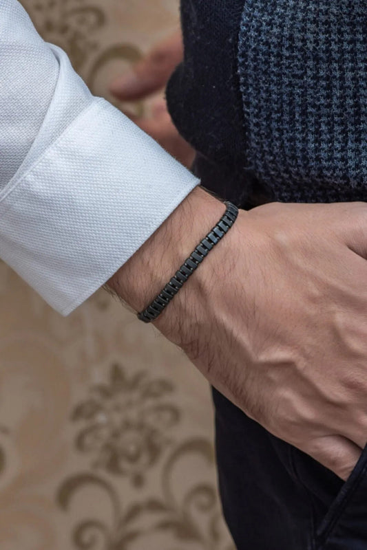 Handcrafted Hematite Natural Stone Bracelet - Positive Energy for men