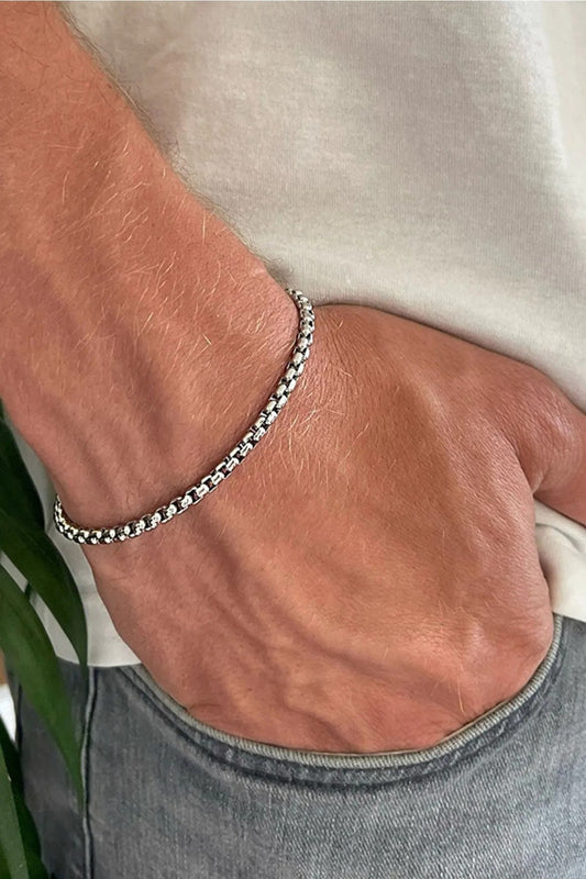 Unisex Knitted Albanian Chain Anti Tarnish Silver Steel Bracelet