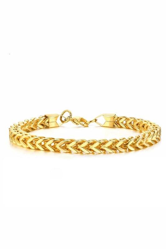 Handcrafted Man Bracelet Foxtail Anti Tarnish Gold Plated Steel Bracelet