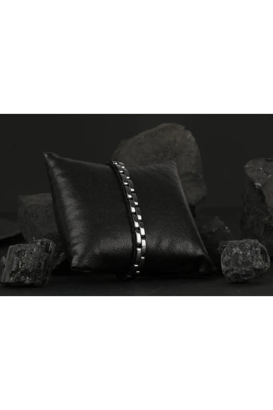 Handmade Black Hematite Macrame Bracelet for Men