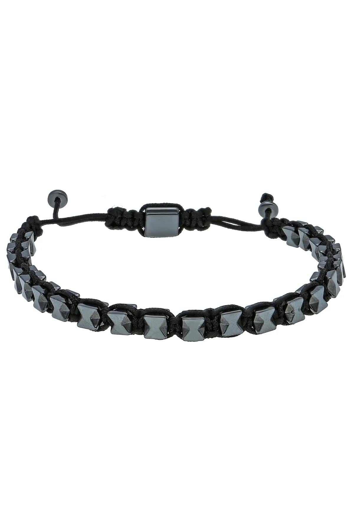 Handcrafted Matte Hematite Macramé Bracelet for Men – Stylish and Adjustable Wristwear
