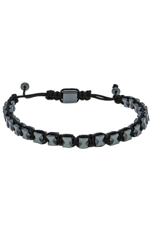 Handcrafted Matte Hematite Macramé Bracelet for Men – Stylish and Adjustable Wristwear