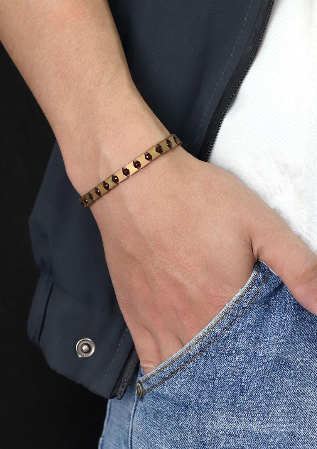 Handcrafted Bronze Natural Stone Bracelet