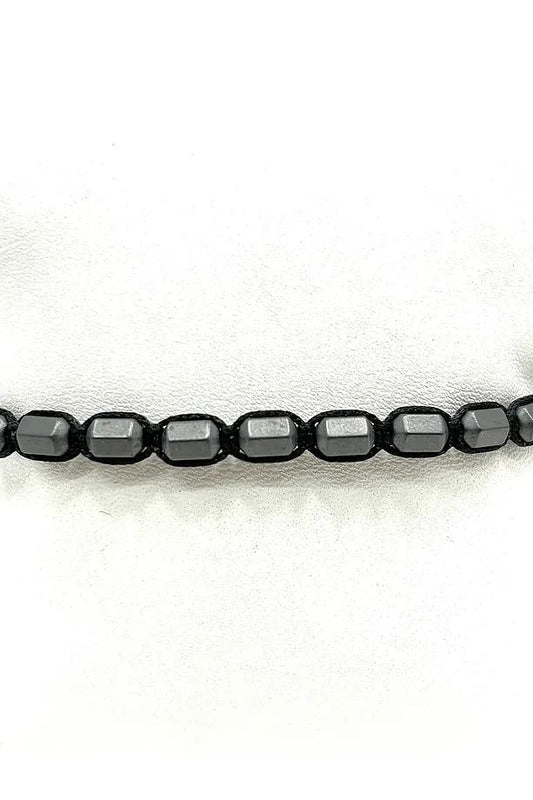 Men’s Black Hematite Bracelet – Handmade Macrame Adjustable Gem Stone Bracelet Gift