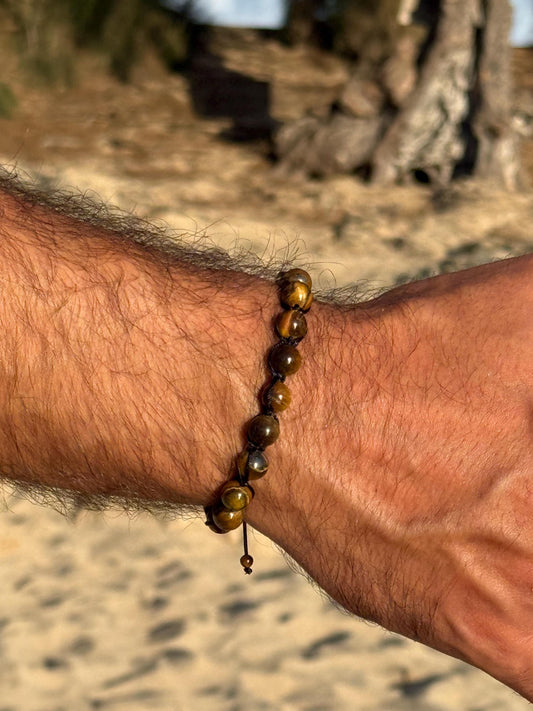 Tiger's Eye Macrame Bracelet: Handmade Adjustable Gemstone Jewelry