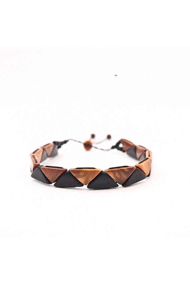 Handmade Triangle Anti-bacterial KUKA Wood Bracelet: Rustic Adjustable Wristband