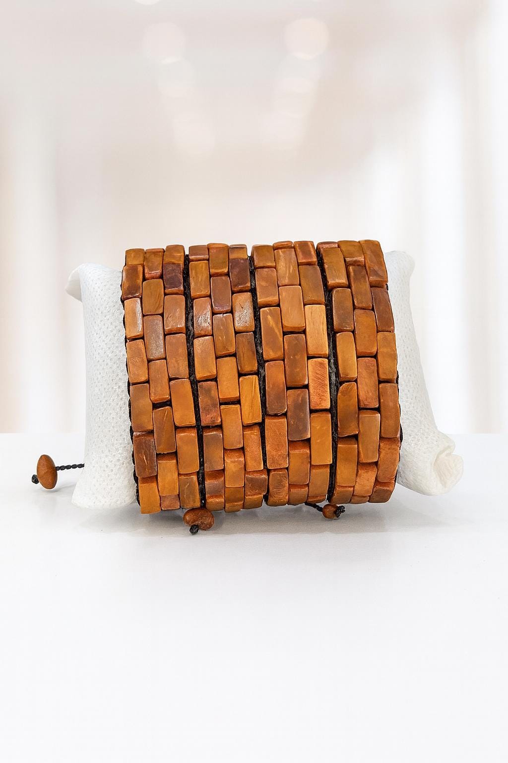 Handmade Kuka Wood Bracelet for Men: Rustic Adjustable Wristband
