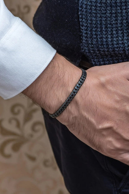 Handcrafted Hematite Natural Stone Bracelet - Positive Energy for men