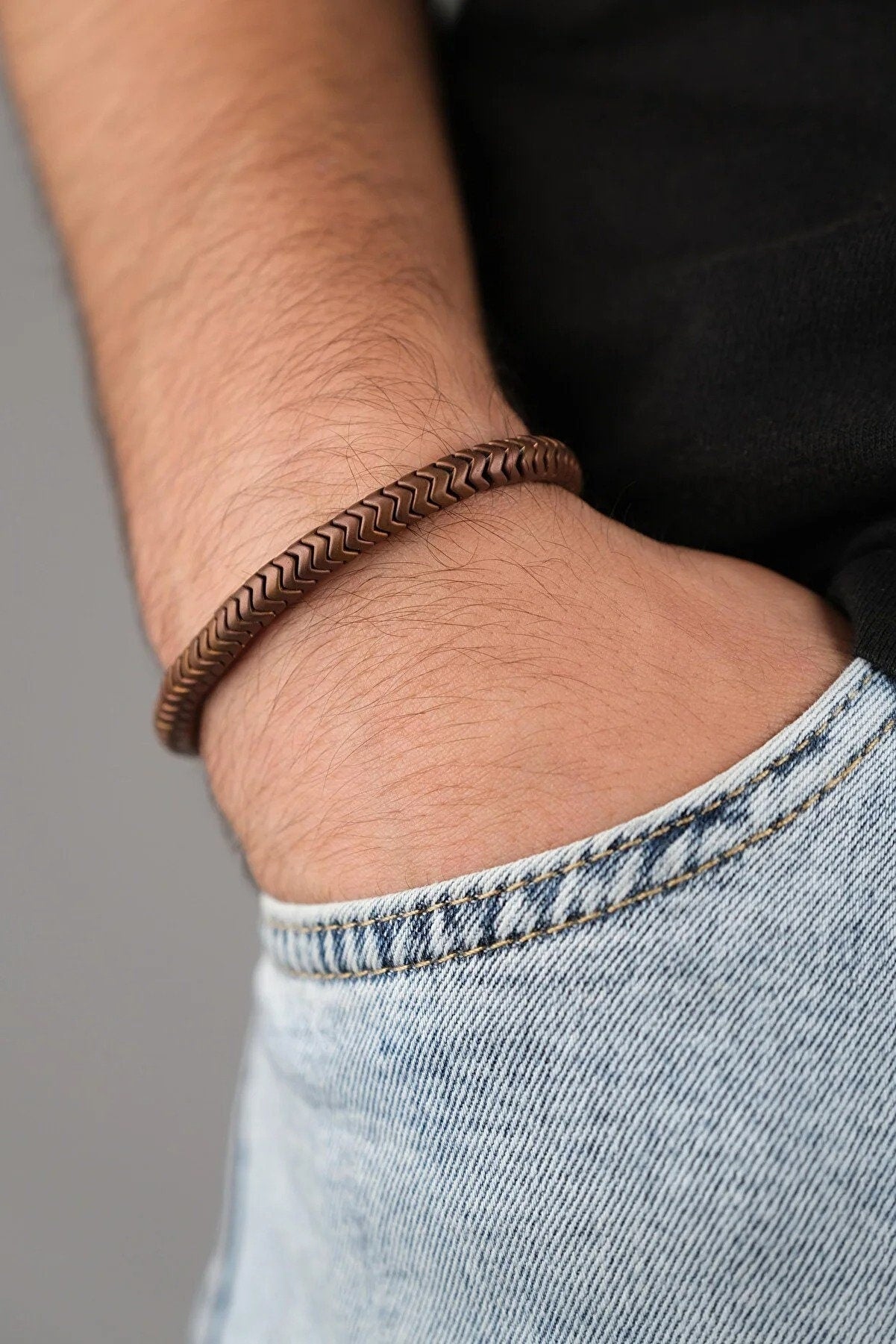 Handcrafted Bronze Natural Stone Bracelet
