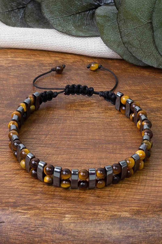 Handmade Tiger's Eye and Hematite Bracelet: Grounded Elegance