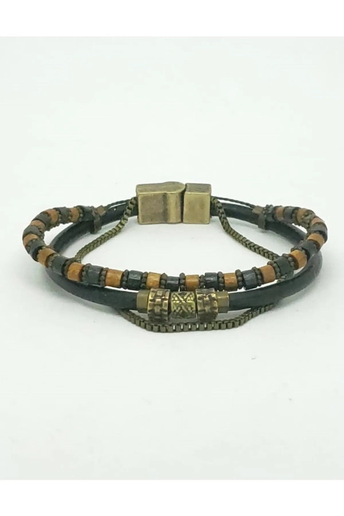 Special Design Handcrafted Multiple Genuine Leather Men Bracelet