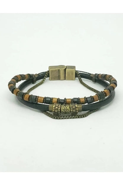 Special Design Handcrafted Multiple Genuine Leather Men Bracelet