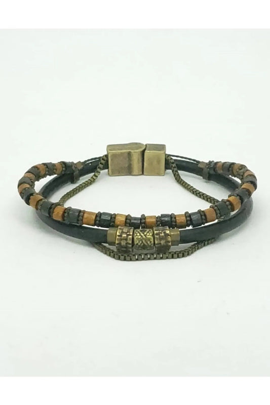 Special Design Handcrafted Multiple Genuine Leather Men Bracelet