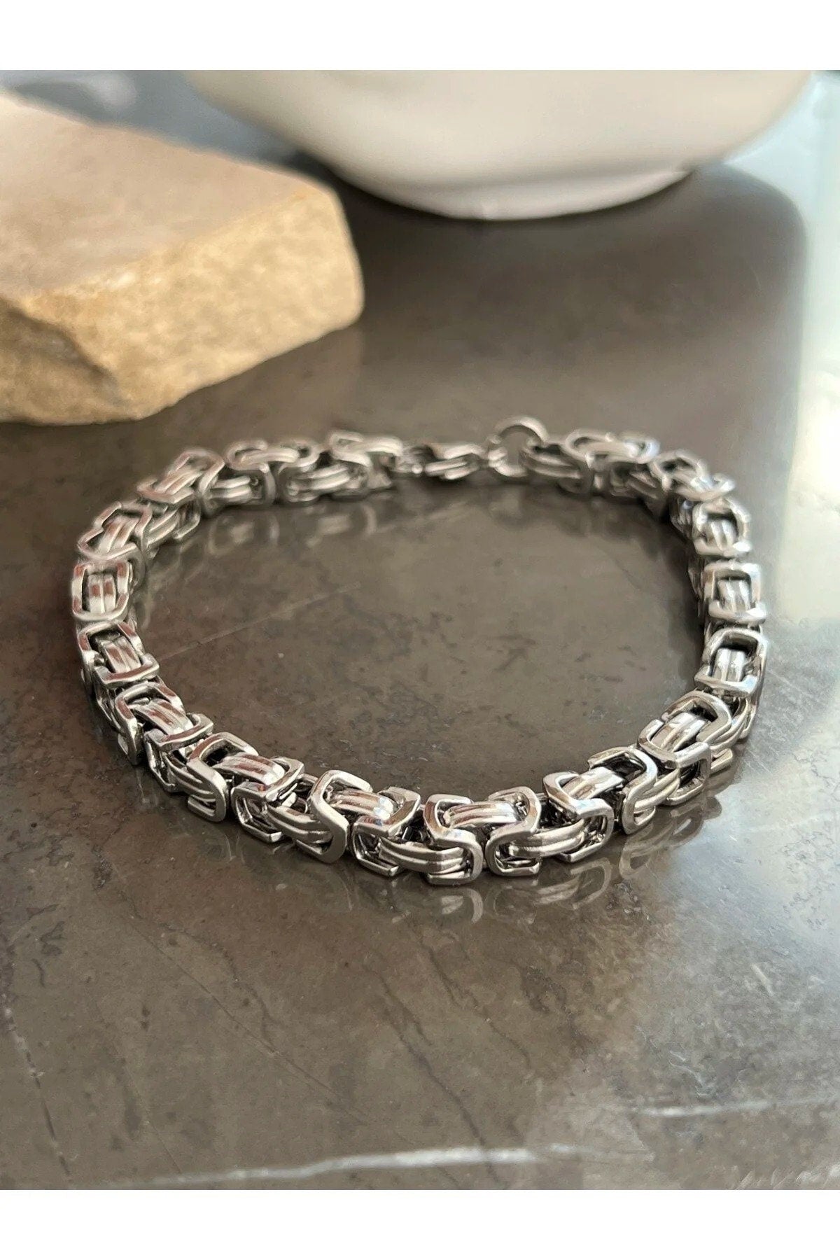 Men's Silver Plated Thick Model Bracelet
