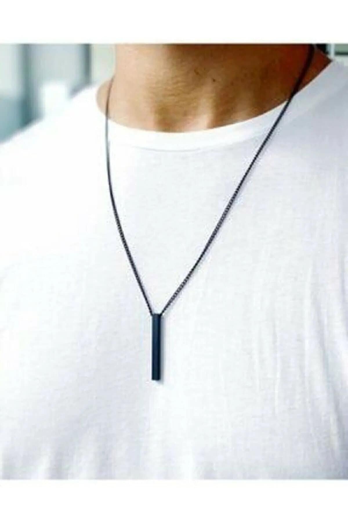 Men's Rectangular Black Necklace