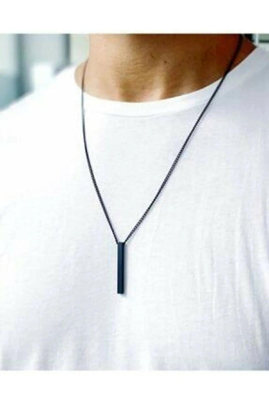 Men's Rectangular Black Necklace