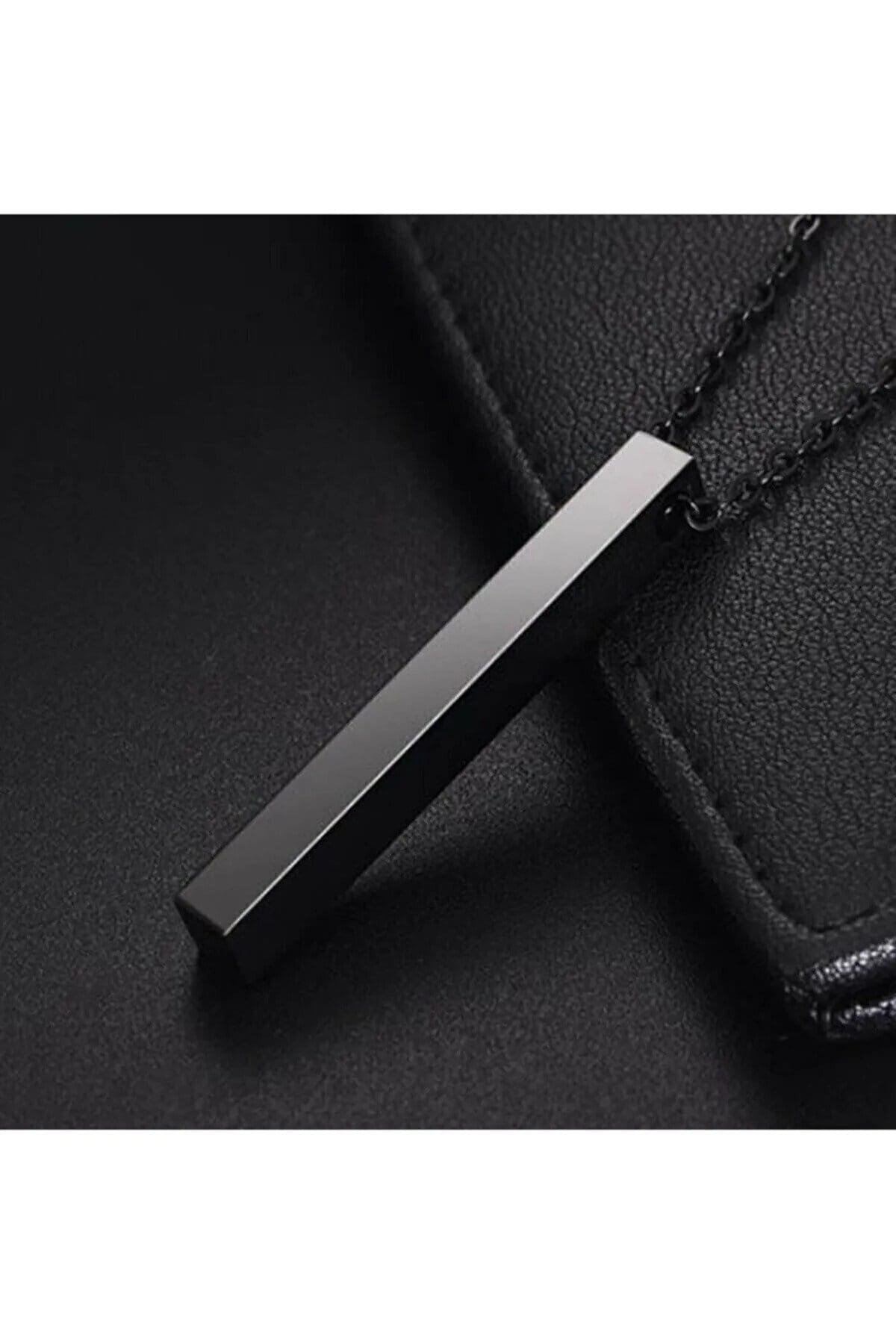 Men's Rectangular Black Necklace