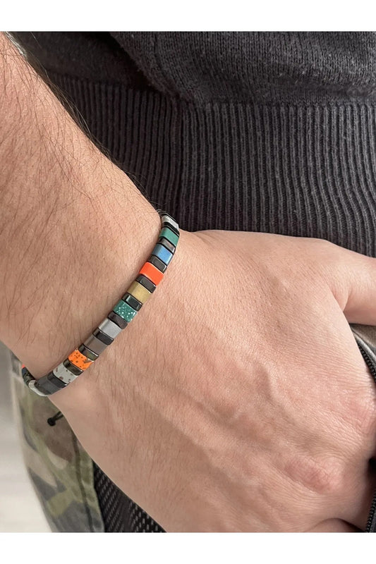 Handcrafted Multicolor Unisex Hematite Natural Stone Bracelet - Gift Bracelet