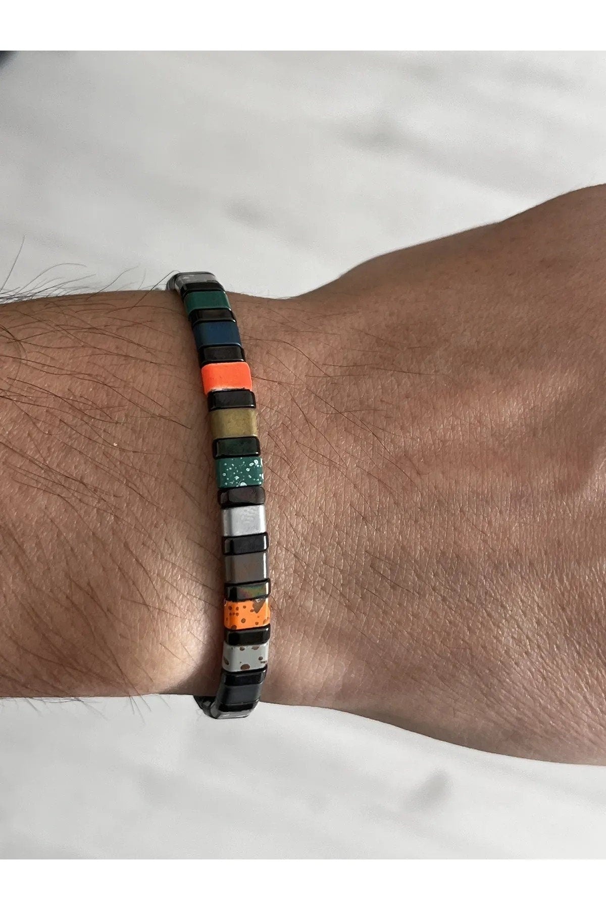 Handcrafted Multicolor Unisex Hematite Natural Stone Bracelet - Gift Bracelet