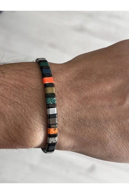Handcrafted Multicolor Unisex Hematite Natural Stone Bracelet - Gift Bracelet