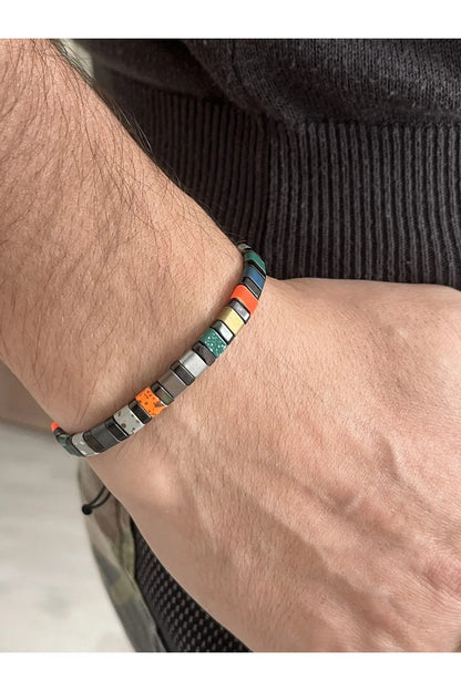 Handcrafted Multicolor Unisex Hematite Natural Stone Bracelet - Gift Bracelet