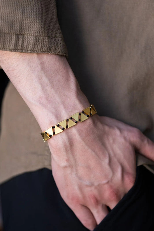 Handcrafted Triangle Bracelet: Gold Plated Bronze Geometric Jewelry
