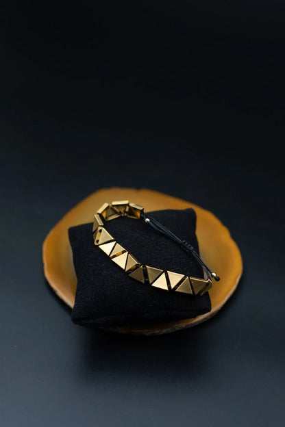 Handcrafted Triangle Bracelet: Gold Plated Bronze Geometric Jewelry