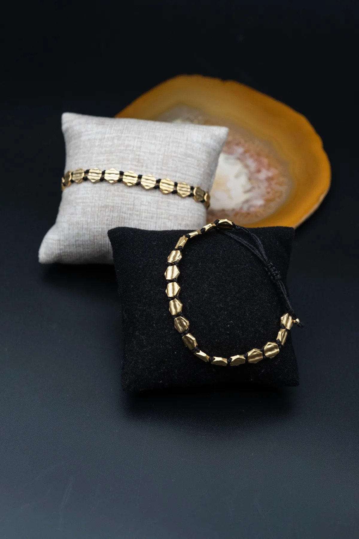 Hexagonal Gold Plated Bronze Bracelet - Unisex Design