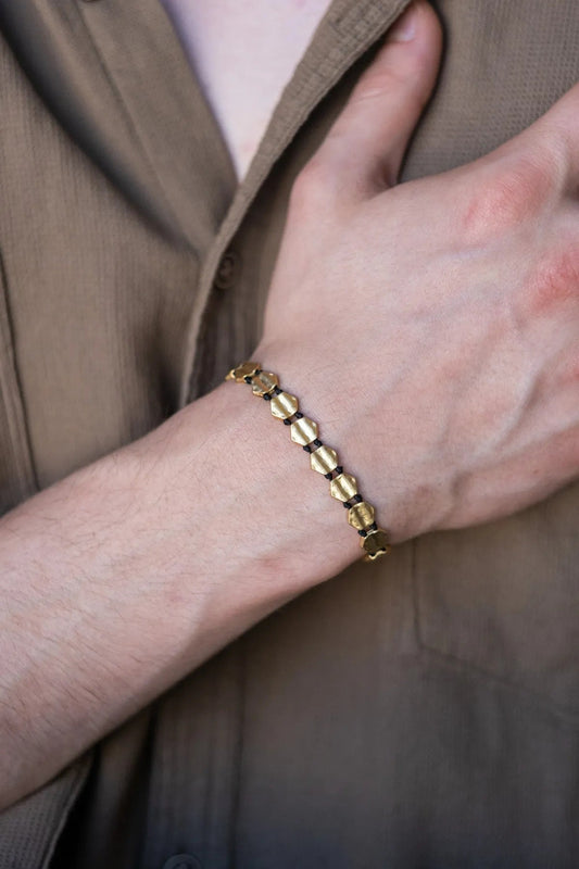 Hexagonal Gold Plated Bronze Bracelet - Unisex Design