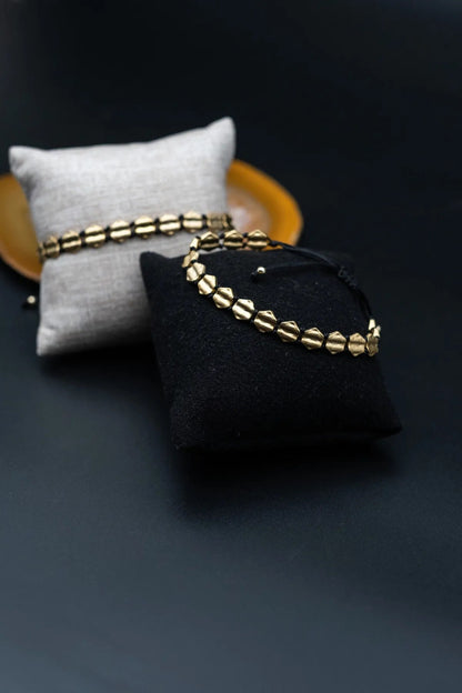 Hexagonal Gold Plated Bronze Bracelet - Unisex Design