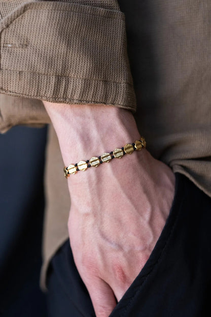 Hexagonal Gold Plated Bronze Bracelet - Unisex Design