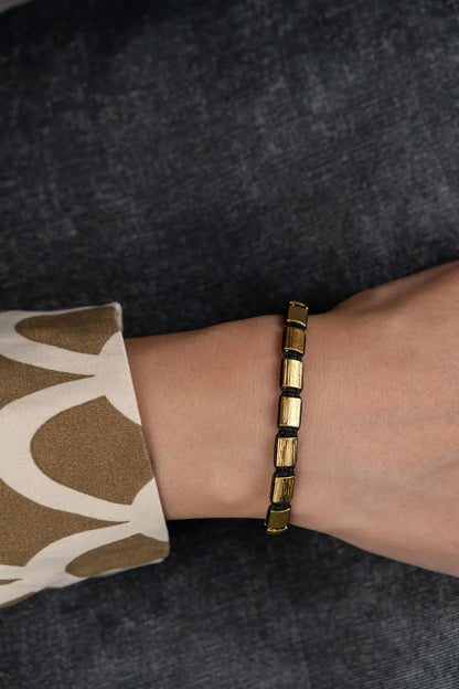 Gold Plated Bronze Oblong Bracelet - Unisex Design