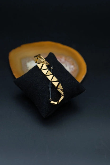 Handcrafted Triangle Bracelet: Gold Plated Bronze Geometric Jewelry