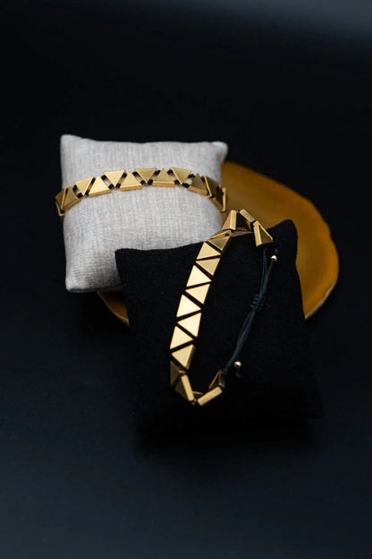 Handcrafted Triangle Bracelet: Gold Plated Bronze Geometric Jewelry
