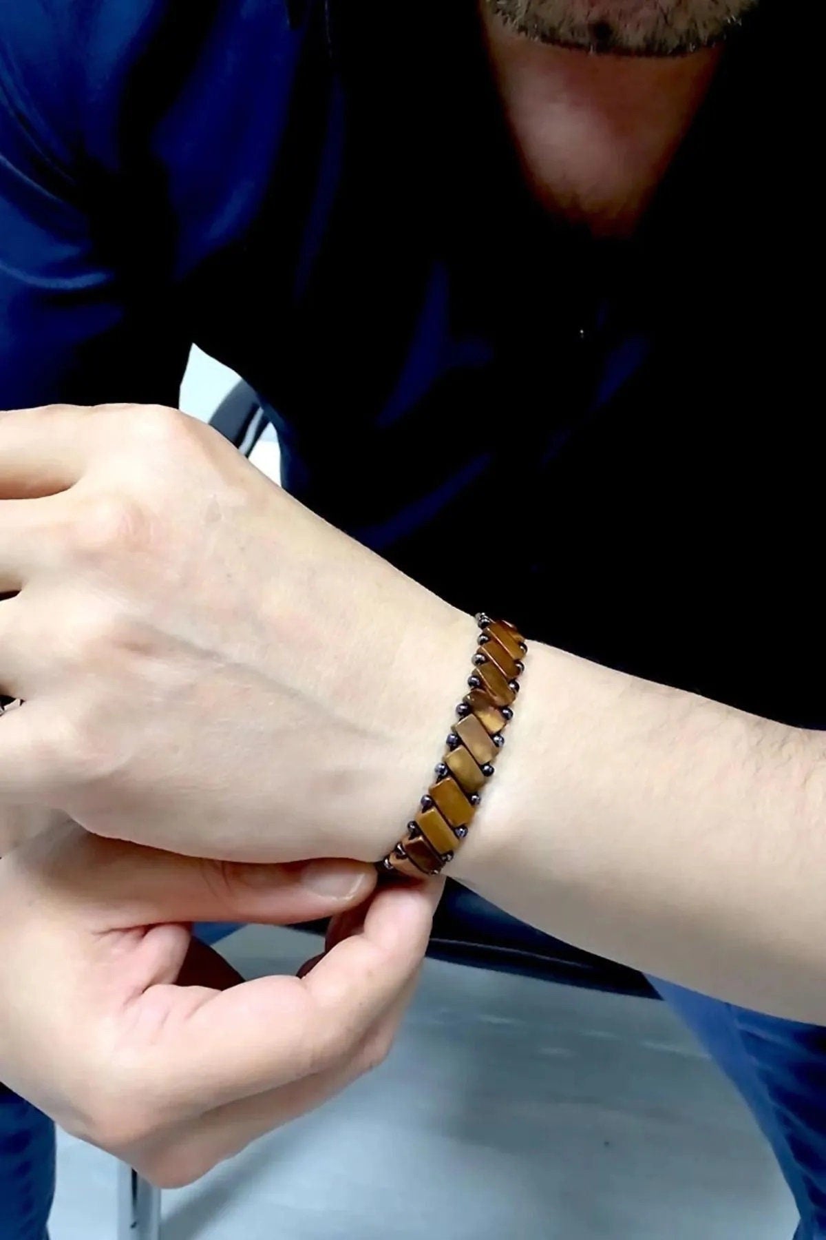 Handmade Kuka Tree Fruit & Hematite Stone Bracelet – Unisex Adjustable