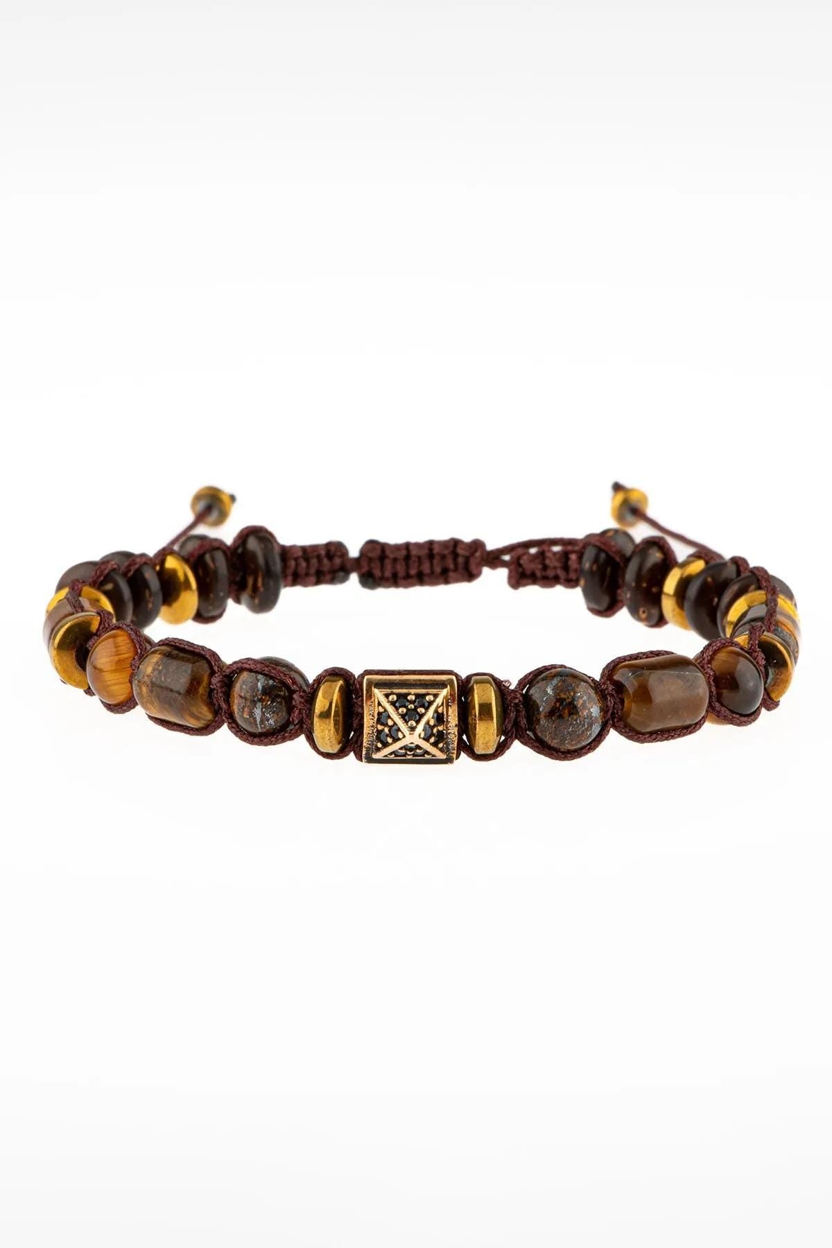 Tiger Eye Hematite Macrame Bracelet: Braided Natural Stone Jewelry