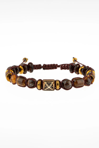 Tiger Eye Hematite Macrame Bracelet: Braided Natural Stone Jewelry