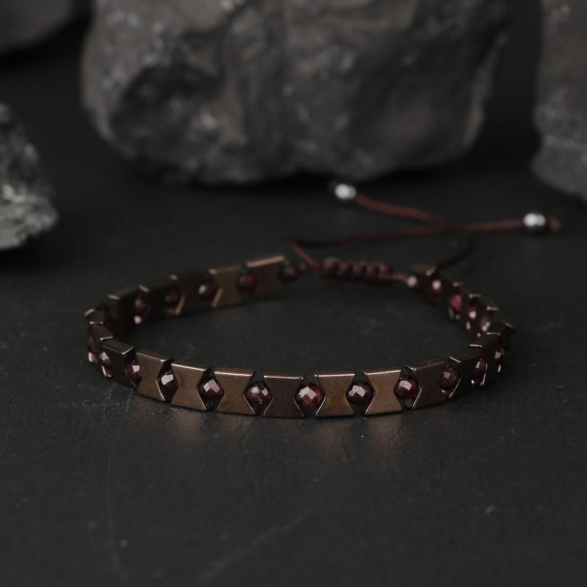 Handcrafted Bronze Natural Stone Bracelet
