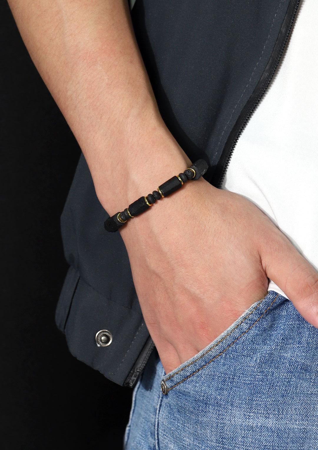 Handcrafted Lava Stone Bracelet for Stylish Men - As He Desire