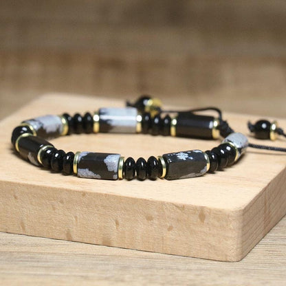 Handmade Snowflake Stone Bracelet Yoga Bracelet for Men & Women  – Adjustable Natural Gemstone Wristwear