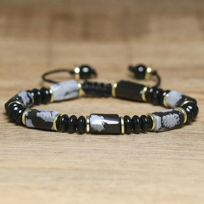 Handmade Snowflake Stone Bracelet Yoga Bracelet for Men & Women  – Adjustable Natural Gemstone Wristwear