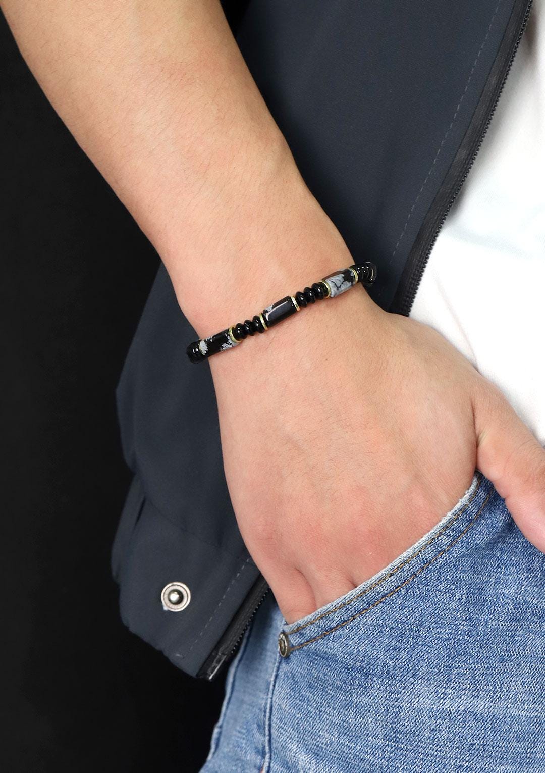Handmade Snowflake Stone Bracelet Yoga Bracelet for Men & Women  – Adjustable Natural Gemstone Wristwear