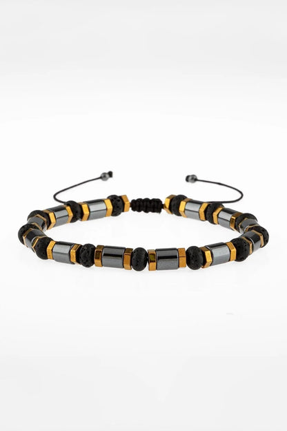 Handmade Black Bracelet with Natural Hematite and Lava Stones
