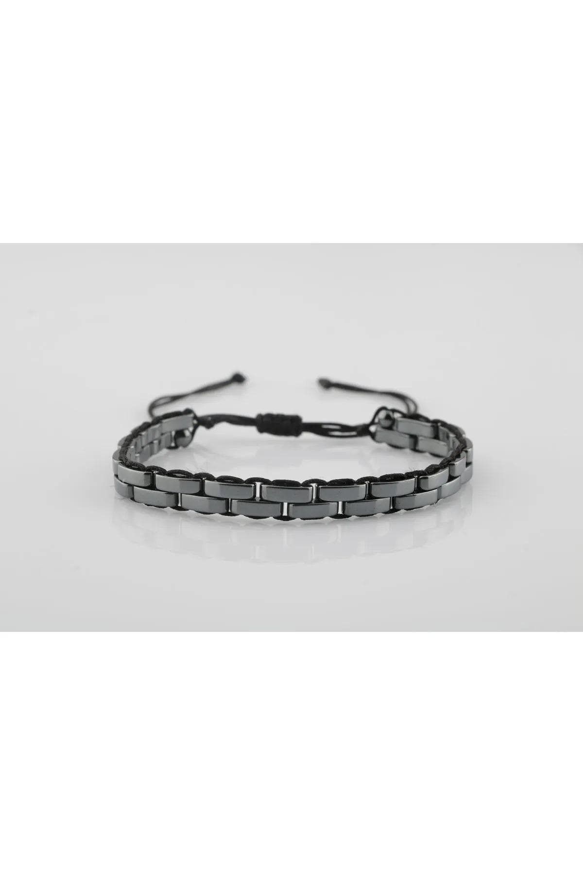 Handmade Black Hematite Macrame Bracelet for Men