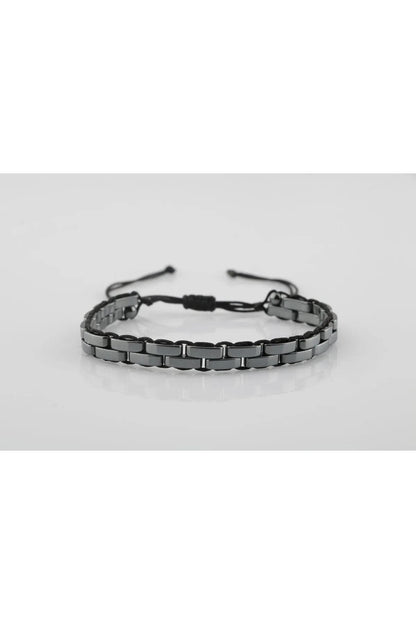 Handmade Black Hematite Macrame Bracelet for Men
