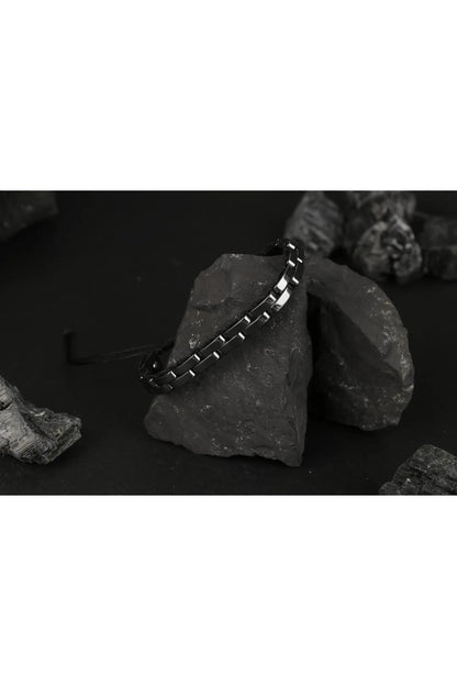 Handmade Black Hematite Macrame Bracelet for Men