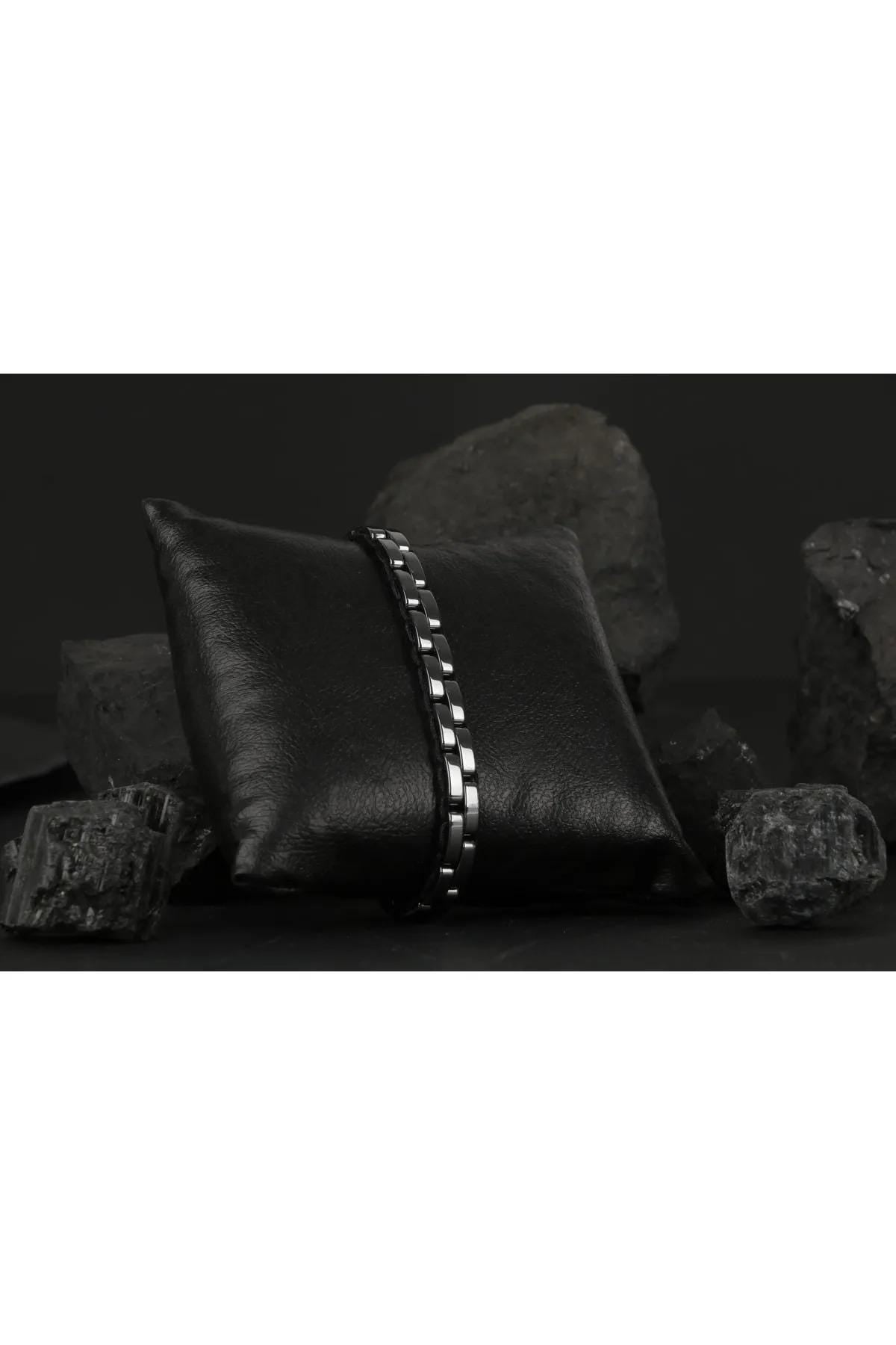 Handmade Black Hematite Macrame Bracelet for Men