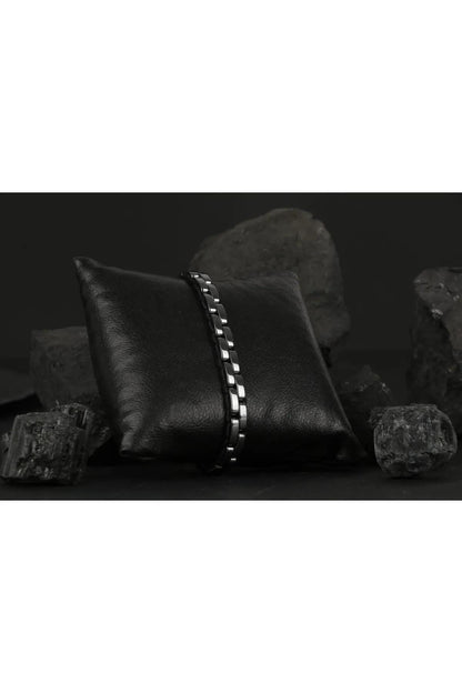 Handmade Black Hematite Macrame Bracelet for Men