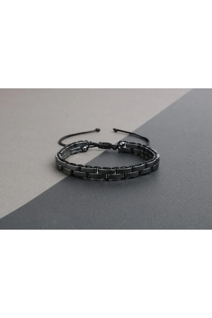 Handmade Black Hematite Macrame Bracelet for Men