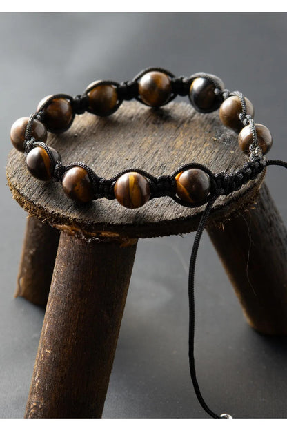 Tiger's Eye Macrame Bracelet: Handmade Adjustable Gemstone Jewelry